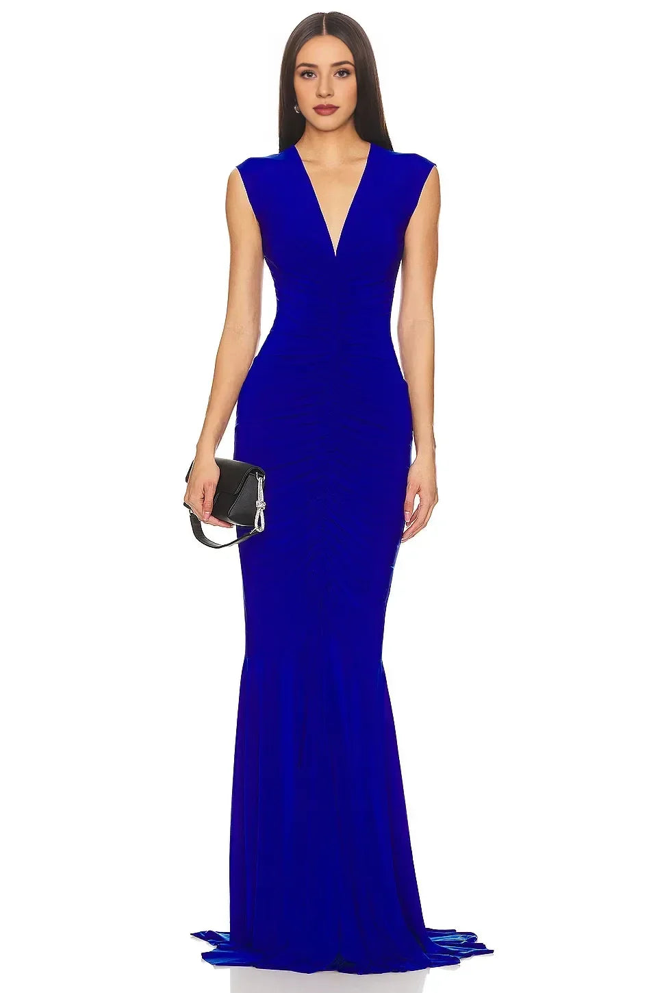 Beautiful Mermaid V Neck Sleeveless Zipper Back Floor Length Evening Dress