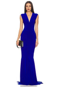 Beautiful Mermaid V Neck Sleeveless Zipper Back Floor Length Evening Dress