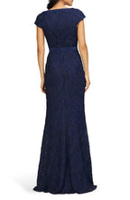 Beautiful Sheath Keyhole Neck Cap Sleeve Plain Back Floor Length Evening Dress
