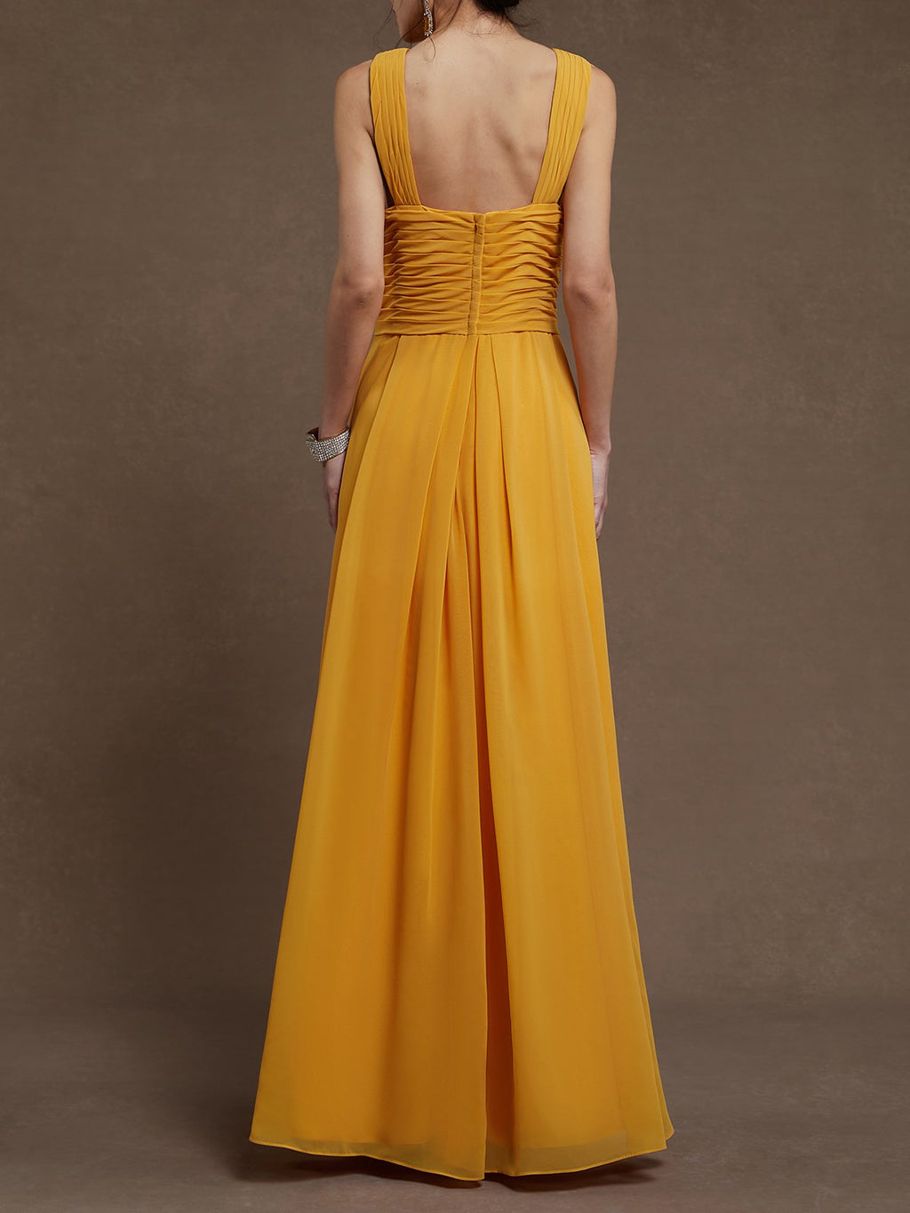 A-Line Cross Neck Sleeveless Zipper Up Floor-Length Prom Dress
