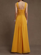 A-Line Cross Neck Sleeveless Zipper Up Floor-Length Prom Dress