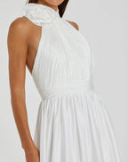 A-Line Halter Neck Sleeveless Backless Floor-Length Prom Dress