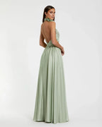 A-Line Halter Neck Sleeveless Backless Floor-Length Prom Dress