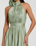 A-Line Halter Neck Sleeveless Backless Floor-Length Prom Dress