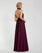 A-Line Halter Neck Sleeveless Backless Floor-Length Prom Dress