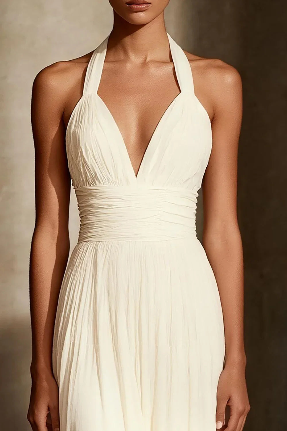 A-Line Halter Neck Sleeveless Sweep/Brush Train Wedding Dress