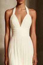 A-Line Halter Neck Sleeveless Sweep/Brush Train Wedding Dress