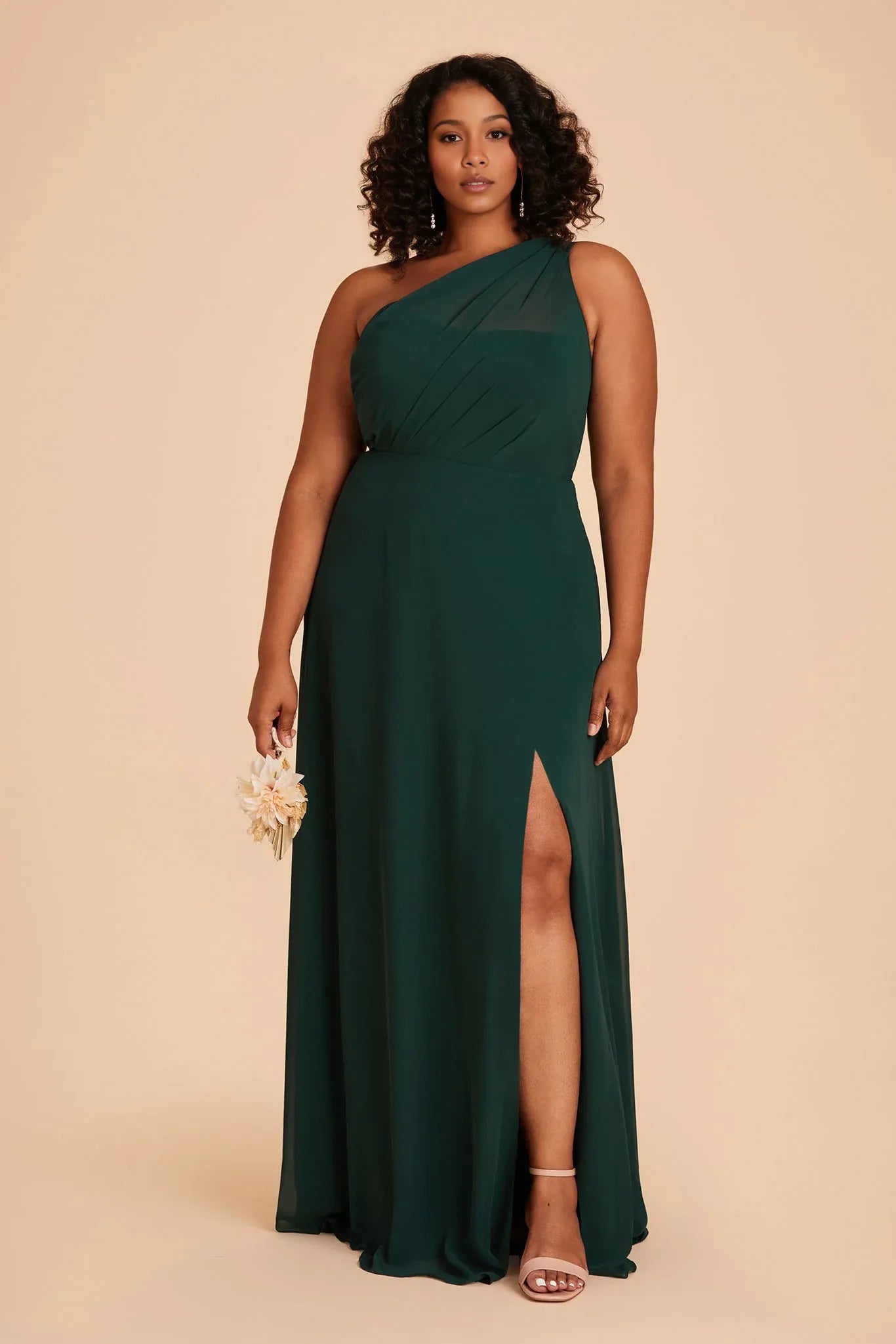Beautiful A-Line One Shoulder Sleeveless Chiffon Pleated Maxi Bridesmaid Dress
