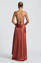 A-Line/Princess Spaghetti Straps Sleeveless Backless Floor-Length Prom Dress