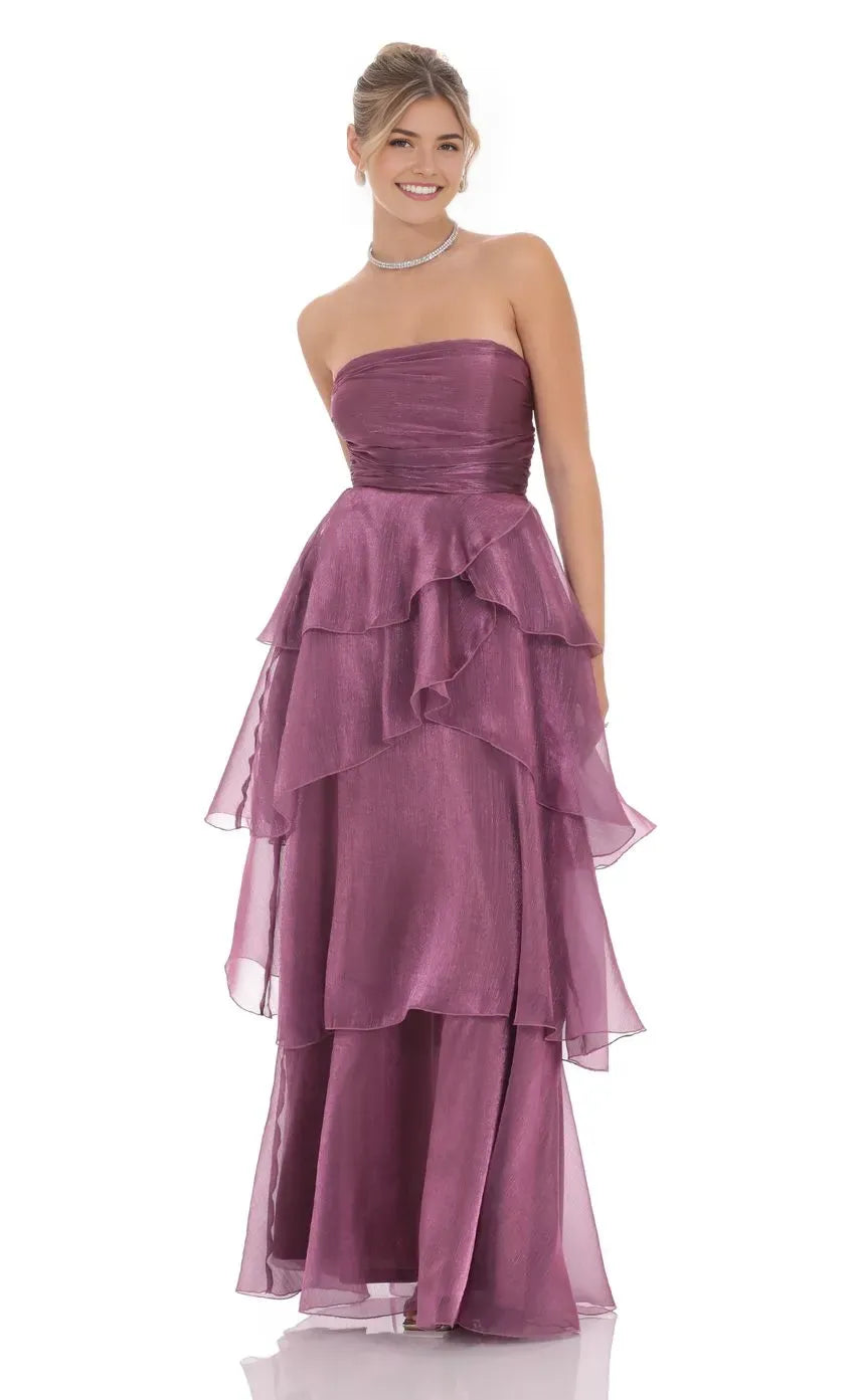 A-Line/Princess Strapless Sleeveless Up Floor-Length Prom Dress