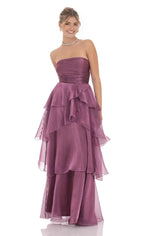 A-Line/Princess Strapless Sleeveless Up Floor-Length Prom Dress