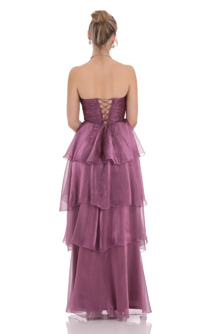 A-Line/Princess Strapless Sleeveless Up Floor-Length Prom Dress