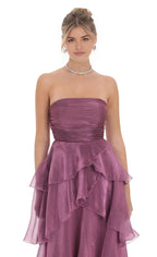 A-Line/Princess Strapless Sleeveless Up Floor-Length Prom Dress