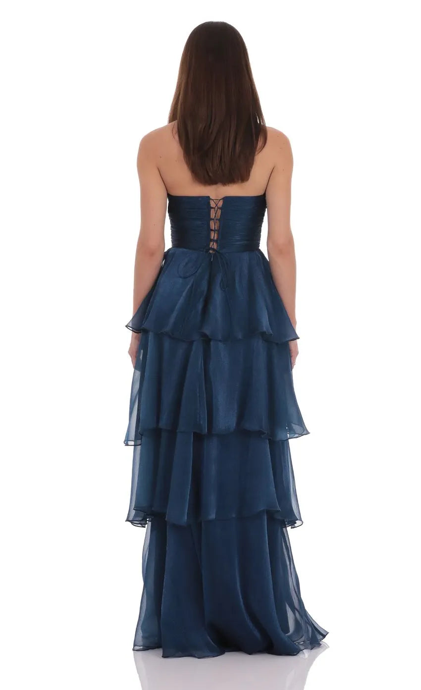 A-Line/Princess Strapless Sleeveless Up Floor-Length Prom Dress