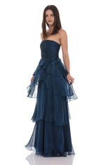 A-Line/Princess Strapless Sleeveless Up Floor-Length Prom Dress