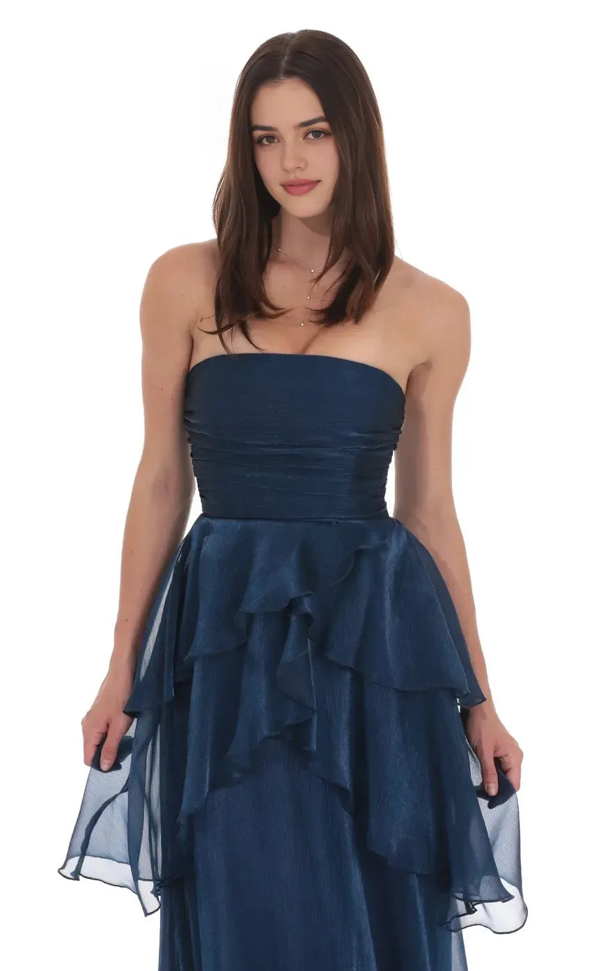 A-Line/Princess Strapless Sleeveless Up Floor-Length Prom Dress
