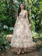 A-Line Strapless Neck Sleeveless Up Ankle-Length Prom Dress