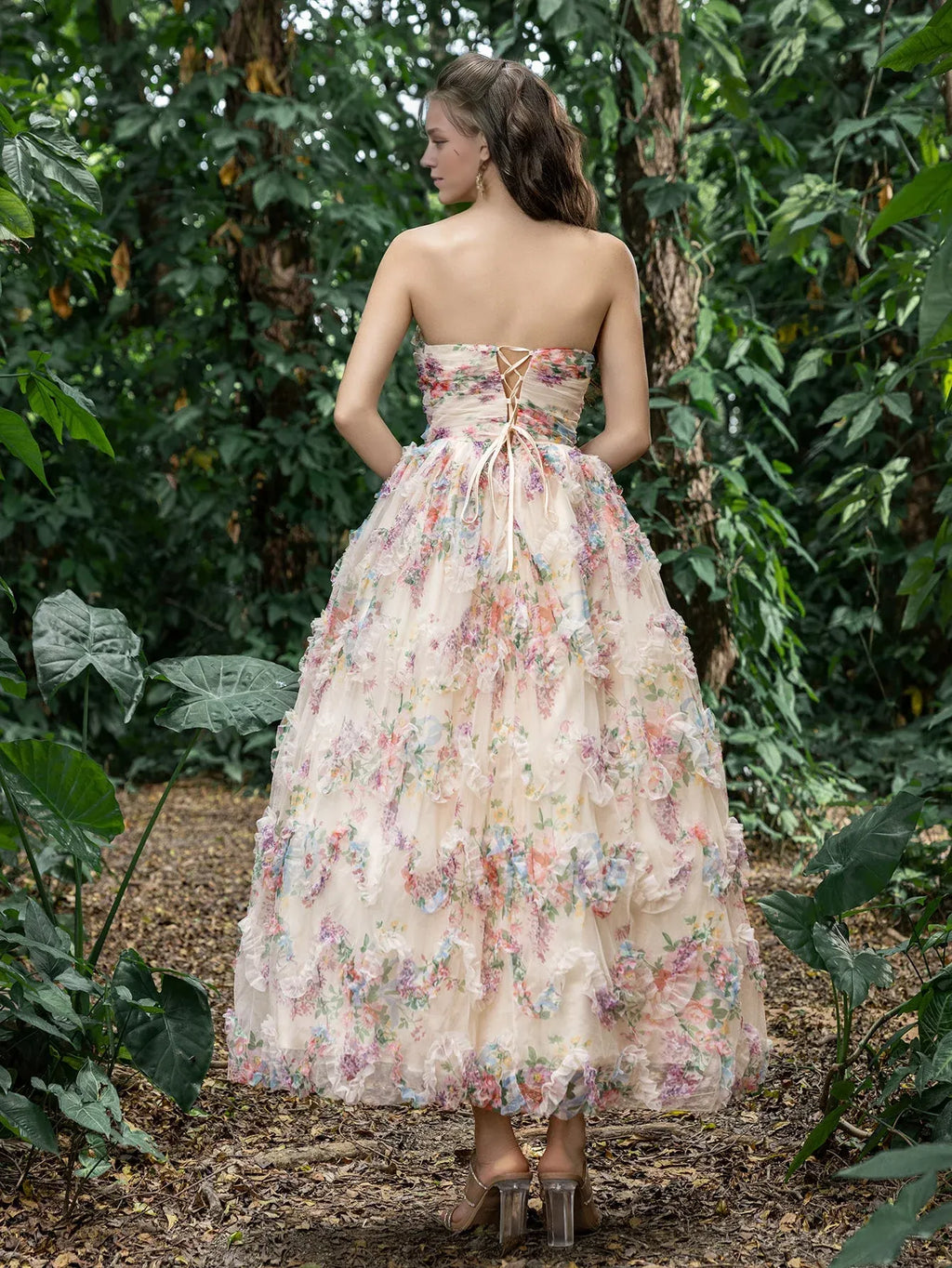 A-Line Strapless Neck Sleeveless Up Ankle-Length Prom Dress