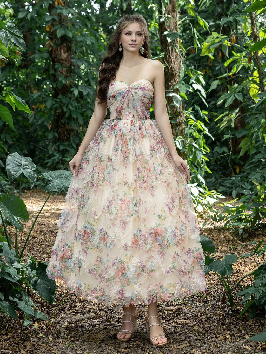 A-Line Strapless Neck Sleeveless Up Ankle-Length Prom Dress