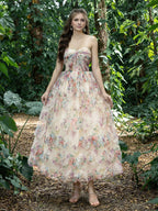 A-Line Strapless Neck Sleeveless Up Ankle-Length Prom Dress