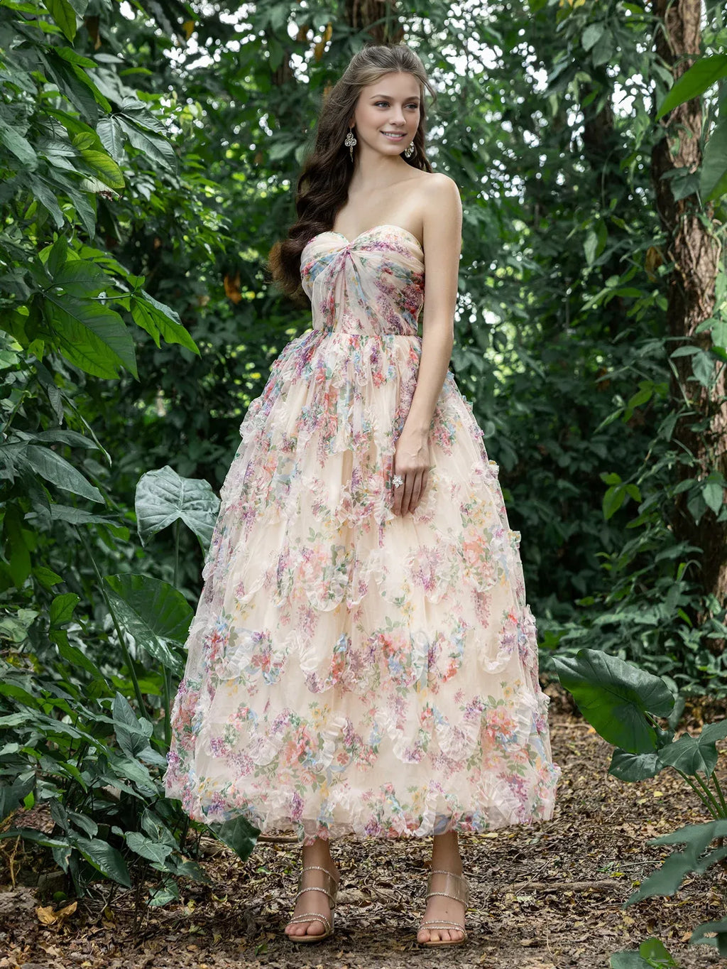 A-Line Strapless Neck Sleeveless Up Ankle-Length Prom Dress