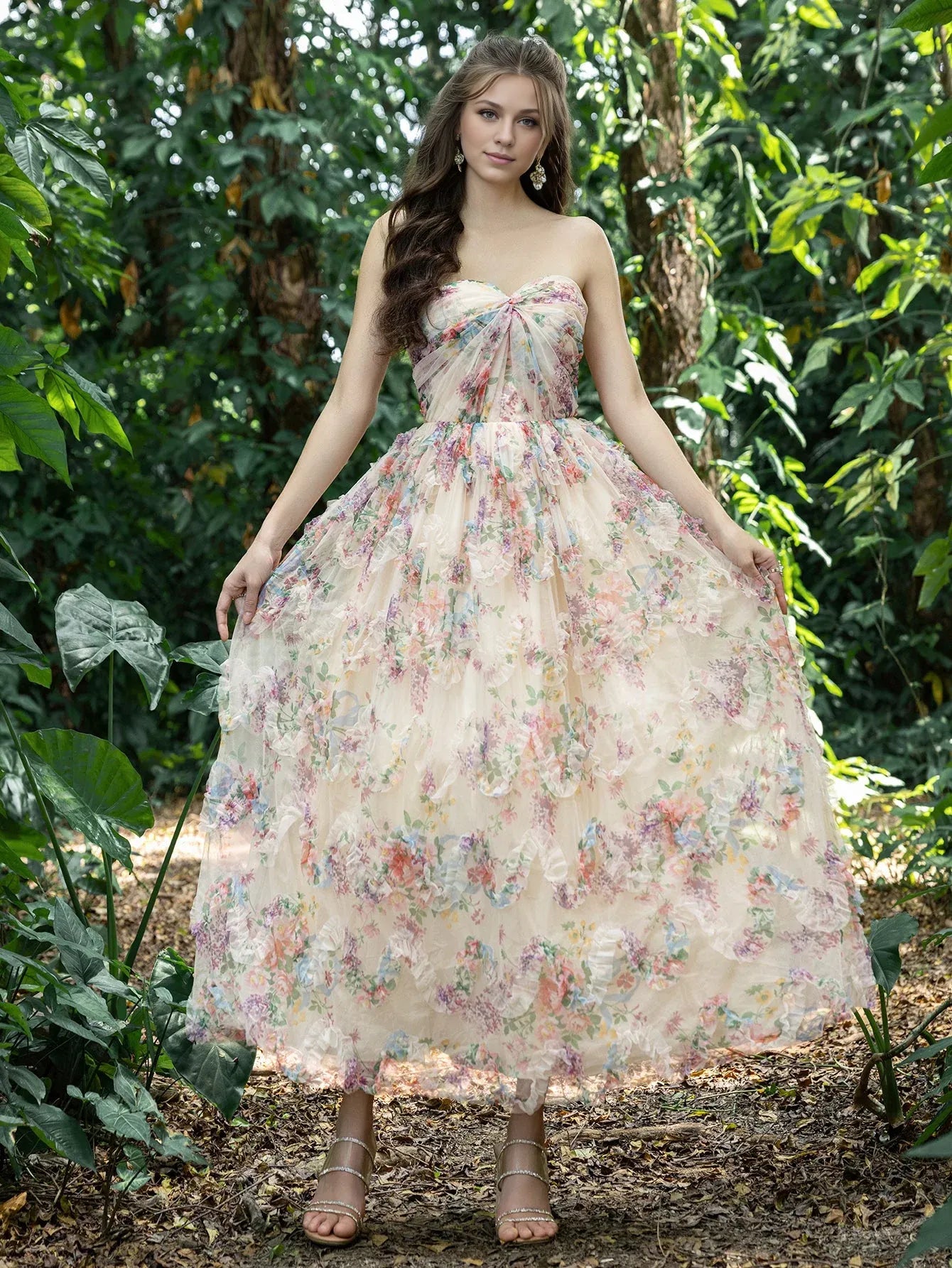 A-Line Strapless Neck Sleeveless Up Ankle-Length Prom Dress