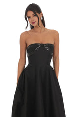 A-Line Strapless Neck Sleeveless Up Floor-Length Prom Dress