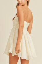 Ivory A Line Strapless Homecoming Dress With Ruched Bodice And Zipper Back For Teens Ready To Ship