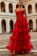 A-Line Strapless Sleeveless Floor-Length Prom Dress