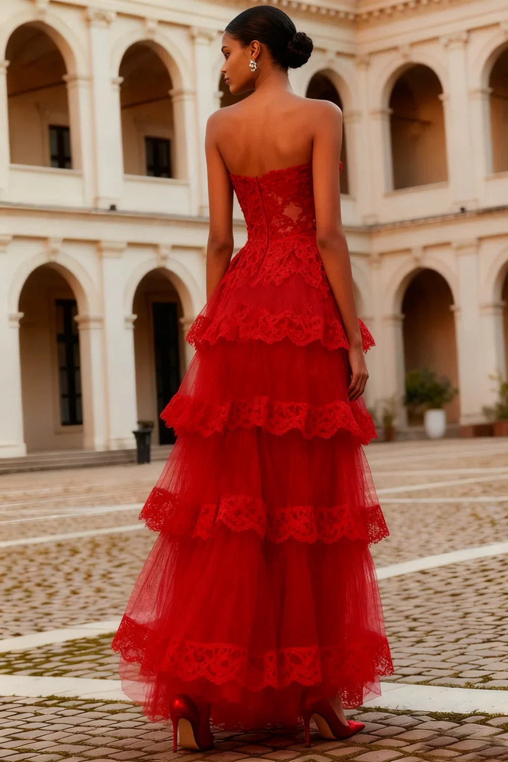 A-Line Strapless Sleeveless Floor-Length Prom Dress