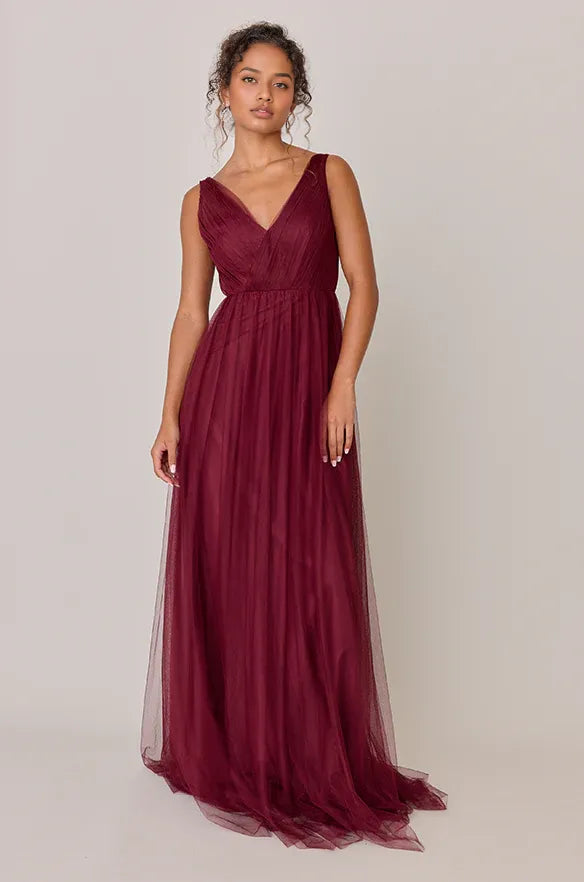 A-Line V Neck Sleeveless Floor-Length Prom Dress