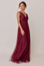 A-Line V Neck Sleeveless Floor-Length Prom Dress