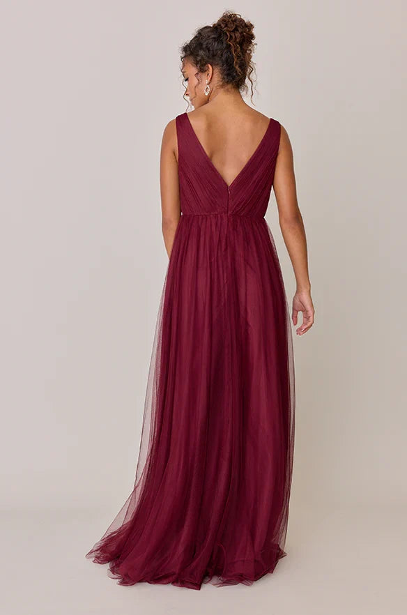 A-Line V Neck Sleeveless Floor-Length Prom Dress