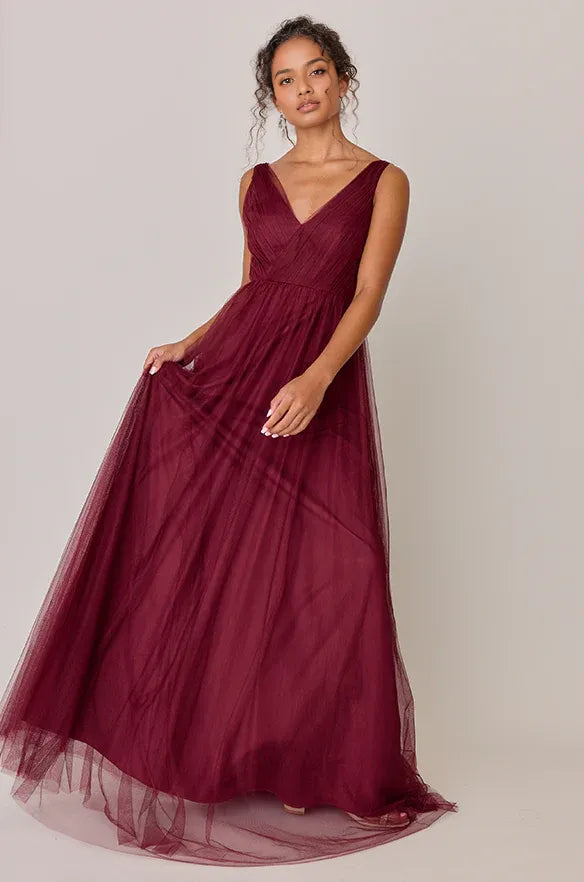 A-Line V Neck Sleeveless Floor-Length Prom Dress