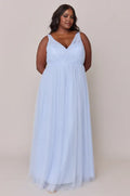 A-Line V Neck Sleeveless Floor-Length Plus Size Prom Dress