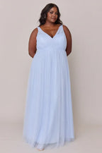 A-Line V Neck Sleeveless Floor-Length Plus Size Prom Dress