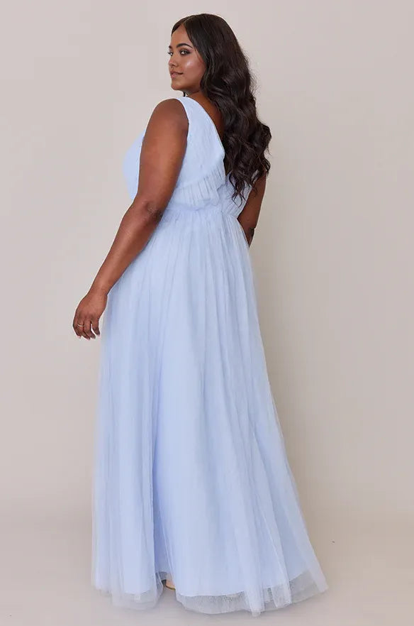 A-Line V Neck Sleeveless Floor-Length Plus Size Prom Dress
