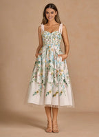 A-Line&Princess Sweetheart Neck Sleeveless Backless Tea-Length Evening Dress