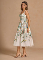 A-Line&Princess Sweetheart Neck Sleeveless Backless Tea-Length Evening Dress