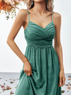 A Line Spaghetti Strap Sleeveless Backless Floor-Length Prom Dress