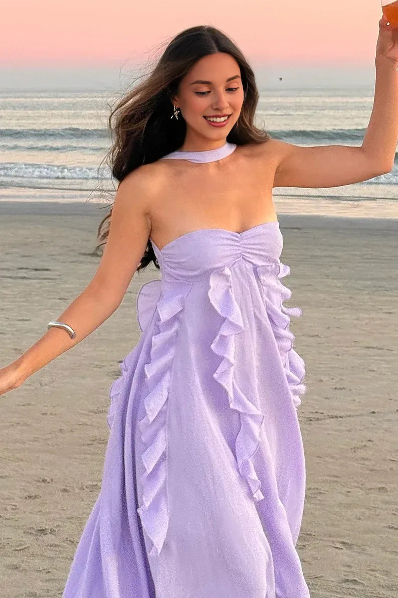 A Line Strapless Neck Sleeveless Up Floor-Length Prom Dress
