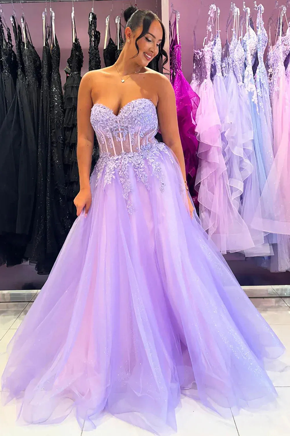 Corset Sleeveless A Line Appliques Long Prom Dress
