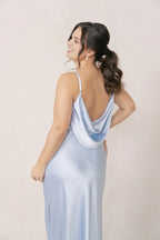 Fitted A-line Cowl Neck Sleeveless Backless Floor-Length Prom Dress