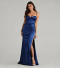 Fitted Cowl Neck Sleeveless Lace-Up Sweep/Brush Train Prom Dress