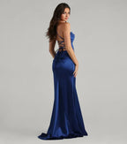 Fitted Cowl Neck Sleeveless Lace-Up Sweep/Brush Train Prom Dress