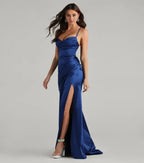 Fitted Cowl Neck Sleeveless Lace-Up Sweep/Brush Train Prom Dress