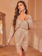 Fitted V Neck Dolman Sleeves V Back Short-Mini Prom Dress