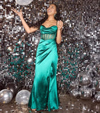 Form-hugging Cowl Neck Sleeveless Lace-Up Floor-Length Prom Dress