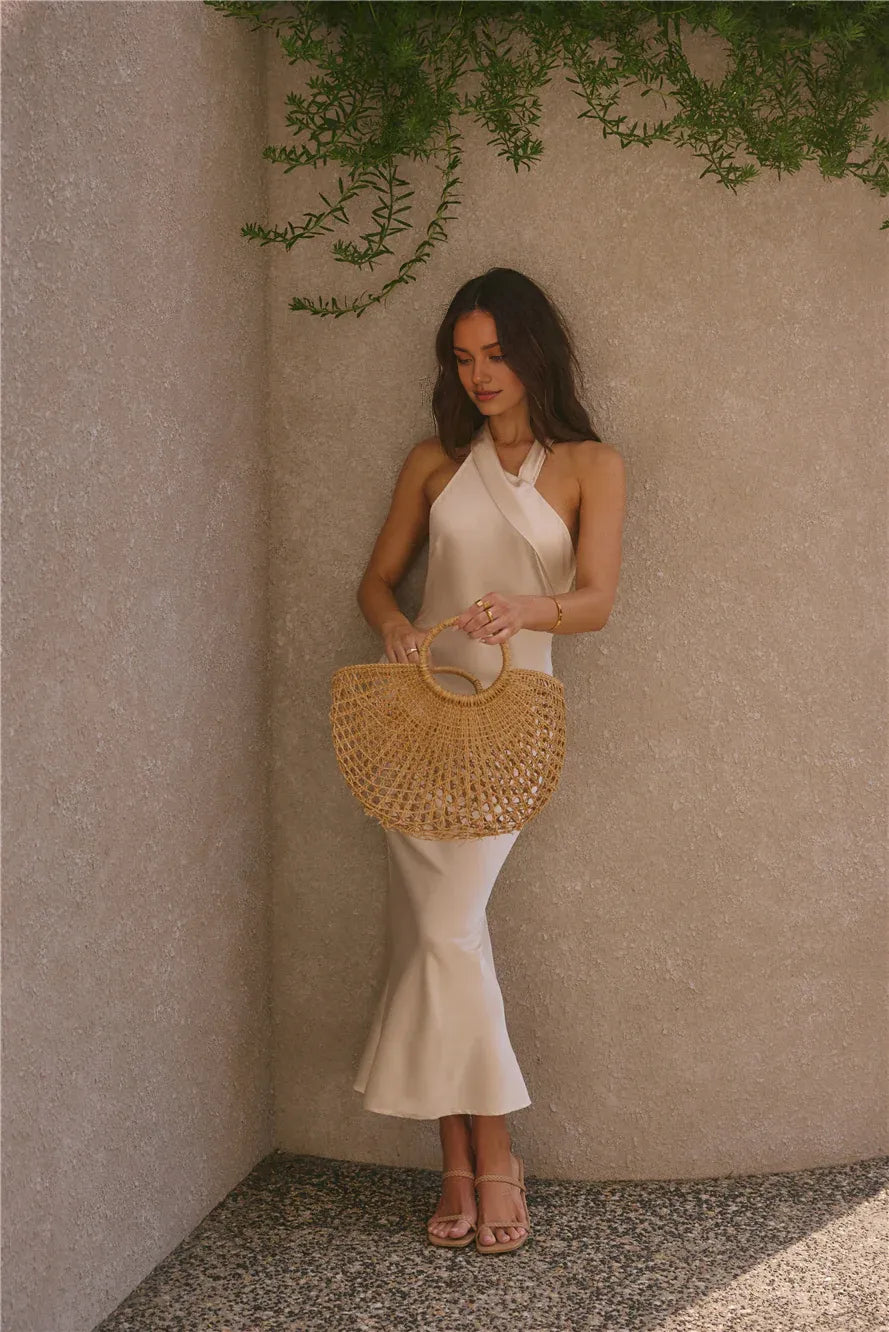 Mermaid High Neck Sleeveless Backless Ankle-Length Prom Dress