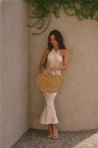 Mermaid High Neck Sleeveless Backless Ankle-Length Prom Dress